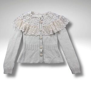Moth Gray and Cream Lace Cardigan